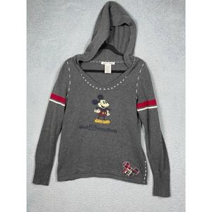 Walt Disney World Womens Size L Hoodie Sweater Grey Mickey Mouse